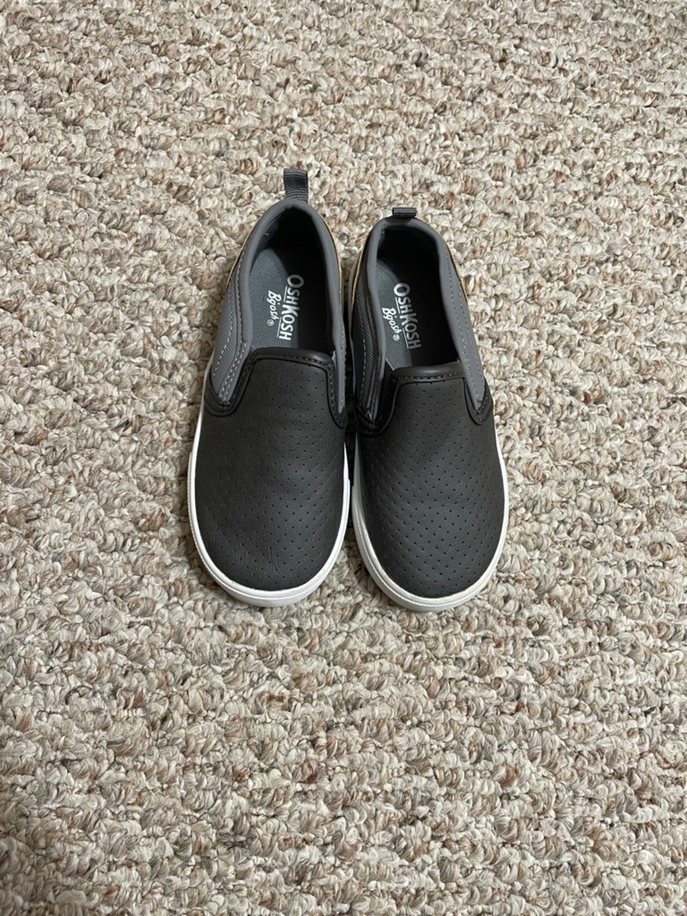 OshKosh B'gosh Black Slip-On Perforated Kids Sneakers with White Soles